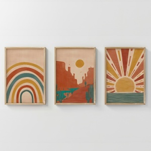 Комплект от 3 картини Jecko Multicolour 33x1,5x48 cm