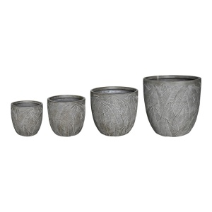 Комплект от 4 декоративни саксии, Oniella, сив, 44.5x44.5x43.5 см