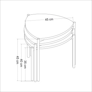 Комплект стативни масички за кафе, 3 броя Лени Орех 45x45x45 см - Img 10