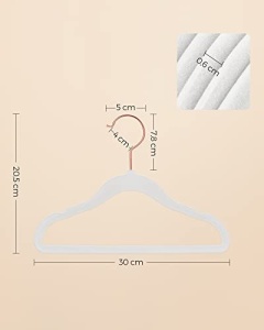 Комплект 50 кадифени закачалки за деца, Songmics, бял, 30x0.5x20.5 см - Img 7