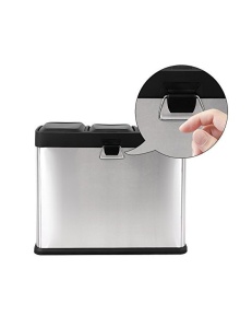 Кошче за рециклиране, Songmics, 3 x 15 L, сребрист, LTB45L - Img 6