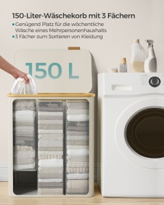 Кош за пране Songmics Крем 60x38.5x70.5 см - Img 3