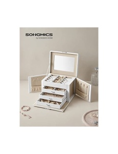 Кутия за бижута, Songmics, 17,5 x 22,5 x 16,5 cm, JBC159W01, бяла - Img 2