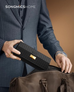 Кутия за съхранение на часовници Songmics Black 21x10x8,8 cm - Img 2