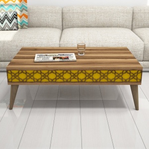 Масичка за кафе Сити - Орех, Жълт - Img 2