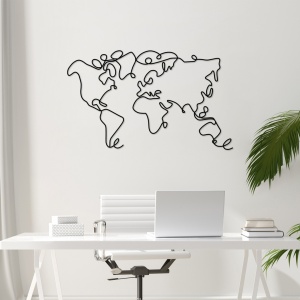 Метална картина World Черна 120x70x1.5 см - Img 3