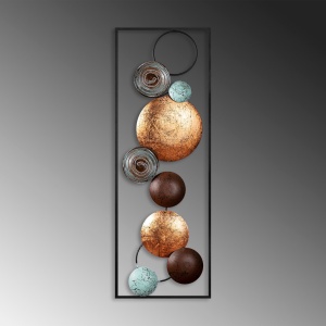 Мултицветна текстурирана метална картина 32x90x4 см - Img 4