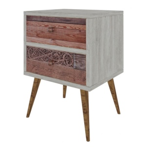 Нощно шкафче PWF-0320 Сиво-Орех 40x35x55 см