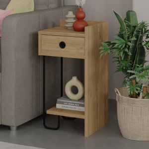 Нощно шкафче Sirius Дъб 32x61x30 см - Img 3