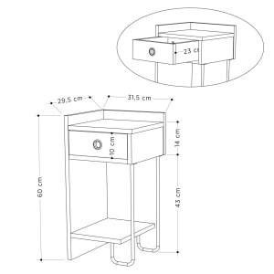 Нощно шкафче Sirius Дъб 32x61x30 см - Img 14