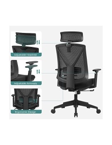 Офис стол, Songmics, черен, 150 кг, OBN61BKV1, 70 x 70 x 116 см - Img 6