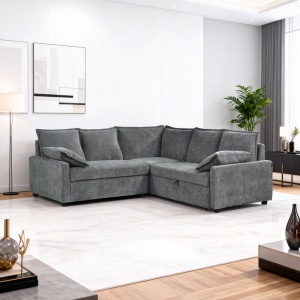Разтегателен ъглов диван, Lounivo, антрацит, 215x215x84 см