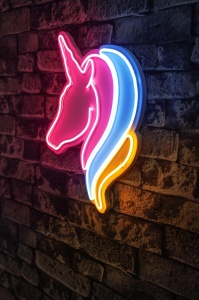 Светеща LED декорация за стена Еднорог Бял 30x40x3 см - Img 2