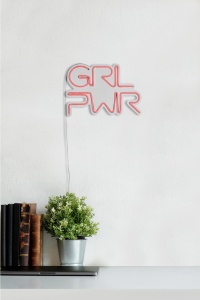 Светеща LED декорация за стена Girl Power Розова 36x25x2 см - Img 5