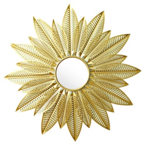 Стенно огледало, Leaf 20779, златист, 94x6x94 см