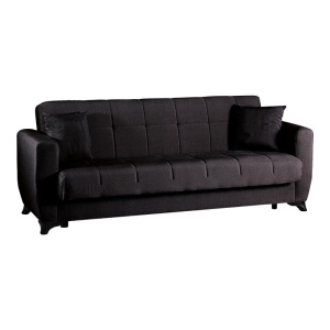 Canapea extensibila cu 3 locuri si spatiu de depozitare, Modesto, Pako, Negru 213x84x86 cm - Img 2