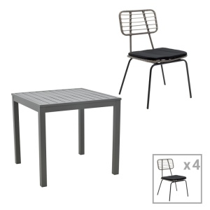 Naoki-Kliton B Pako World Anthracite 80x80x74 cm, комплект от 5 части за градинска маса и столове - Img 1