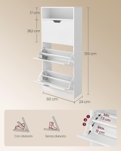 Pantofar White Vasagle 60x24x139 cm - Img 7