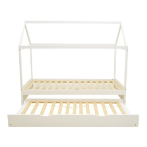 Pat extensibil montessori, Dream House, Pako, Alb 97x198x161 cm - Img 5