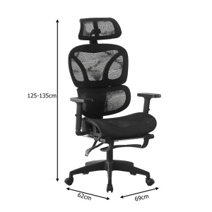 Scaun de birou cu suport picioare, Corus, Pako, Negru 62x69x135 cm - Img 8