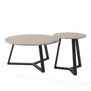 Set masute de cafea din metal, 2 buc, Berton, Cappuccino, 80x80x40 cm - Img 2