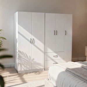 Гардероб с 5 врати, Athos I V21, бял, 170x42x180 см