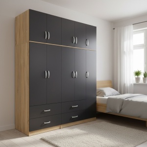 Гардероб с 5 врати, Athos V26, антрацит, 170x42x240 см