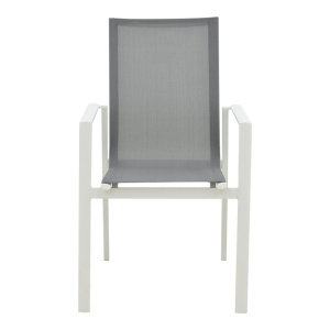 Градински стол Dashiell Dashiell метал бял текстил светло сив 71x58x94 cm - Img 4