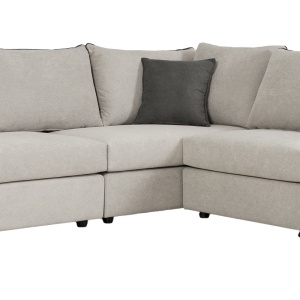 Двустранен диван London London светлосива тъкан и сиви възглавници 296x246x95 cm - Img 5