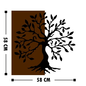 Декоративен дървен и метален аксесоар за стена Agac Nuc 58x58 cm - Img 3