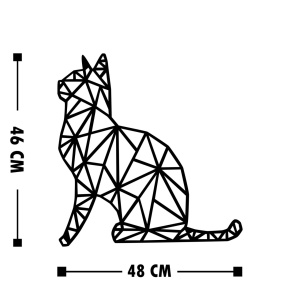 Декоративен дървен и метален аксесоар за стена Kedi Black 35x46 cm - Img 3