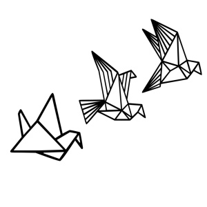 Декоративен дървен и метален аксесоар за стена Oragami Black 26x32 cm - Img 2