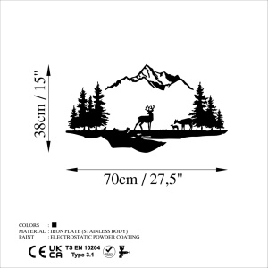 Декоративен метален аксесоар за стена Model-658 Black 38x11 cm - Img 6
