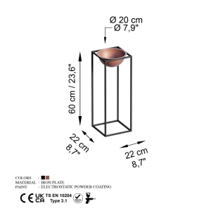 Декоративен саксий GED021B Мед 22x60x22 см - Img 6