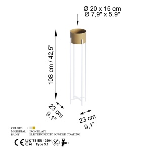 Декоративен саксий GED024C Златен 23x108x23 см - Img 6