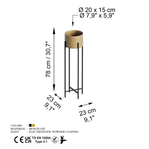 Декоративен саксий GED025A Златен 23x78x23 см - Img 6