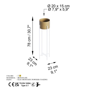 Декоративен саксий GED025C Златен 23x78x23 см - Img 6