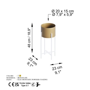 Декоративен саксий GED026C Златен 23x48x23 см - Img 6