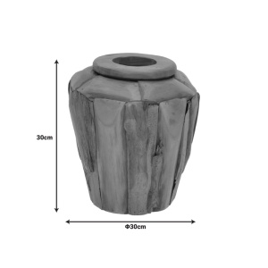 Декоративна ваза Архейско тиково дърво, естествен цвят 30x30x30 cm - Img 3