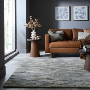 Килим, Dion Ikat Wool Flair Rugs, син, 200x290 см
