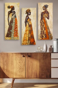 Комплект картини от платно (3 части) MDF0058 Многоцветен 70x50 cm