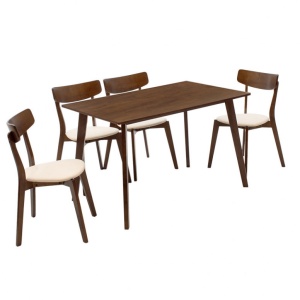 Комплект маса и столове Benson-Toto 5 части тъмен орех - бежов 120x75x75 см - Img 3