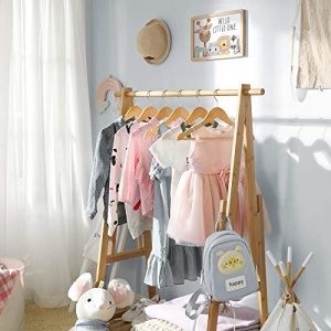Комплект от 10 дървени закачалки за деца, Songmics, Натурален, 35x1.2x20 см - Img 1