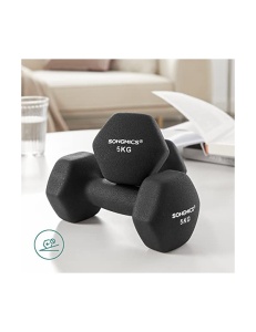 Комплект от 2 дъмбела, Songmics, 2 x 5 кг, против хлъзгане, черен - Img 6