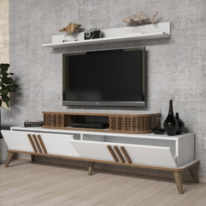 Комплект ТВ шкаф и холна маса Living Eyl&uuml;l Бял - Img 3