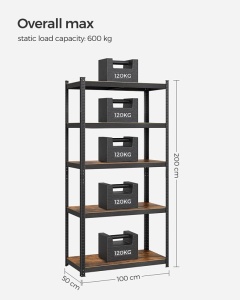 Комплект 5 рафта Songmics, 5 броя, 50 x 100 x 200 см, Кафяв, GLR050B11 - Img 5