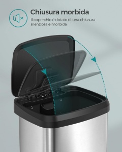 Кош за боклук, Songmics, Сребристо-Черен, 40.4×38×58.5 см - Img 5