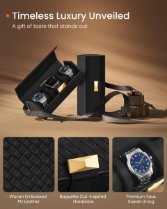 Кутия за съхранение на часовници Songmics Black 21x10x8,8 cm - Img 3