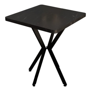 Маса Prestone черен мрамор черен меламин-черен метал 70x70x75 cm