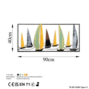 Метална картина Yelkenli Многоцветна 40x90 см - Img 7